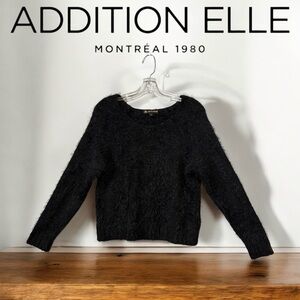 NWOT, Addition Elle, Plus-Size Black Fuzzy Sweater, 1X